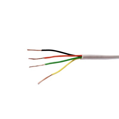 Bobina de 305 metros de cable, 22 AWG ,4 Conductores de Color Blanco,tipo CM-CL2, para aplicaciones de alarmas de Intrusión y Automatización