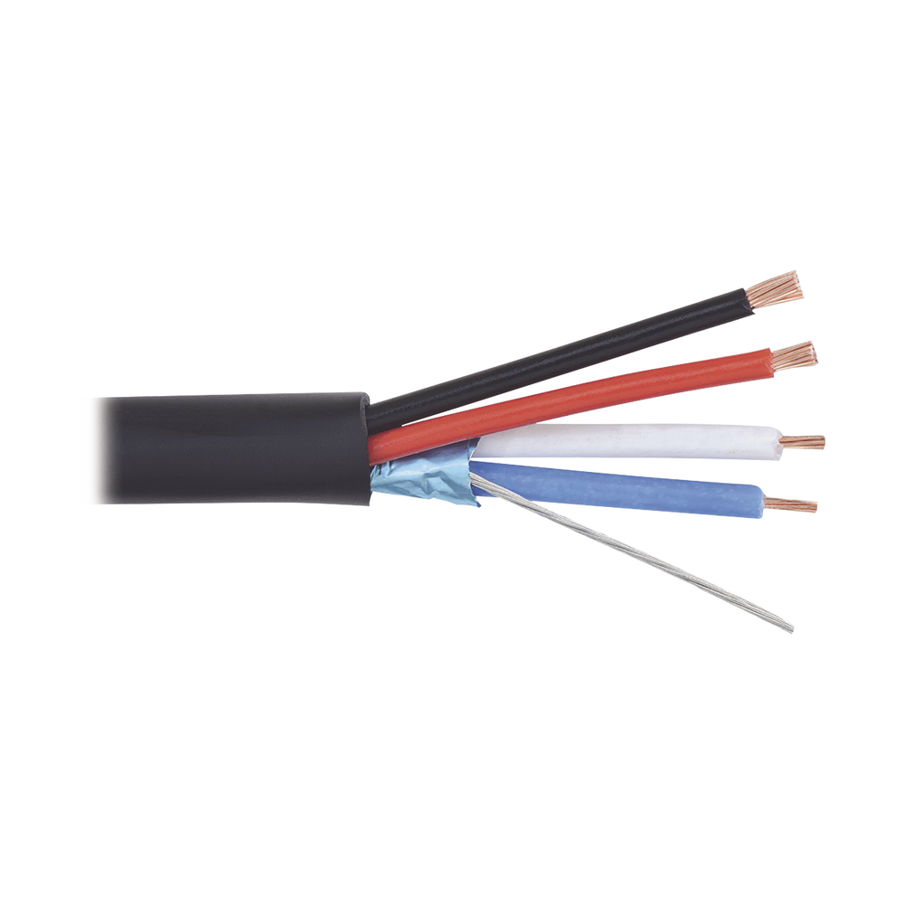 Cable multiconductor, 1 Par AWG22 (7x30) totalmente blindado + 1 Par AWG18 (16x30) (Cresnet, AX link, QS lutron), (Anti-humedad)