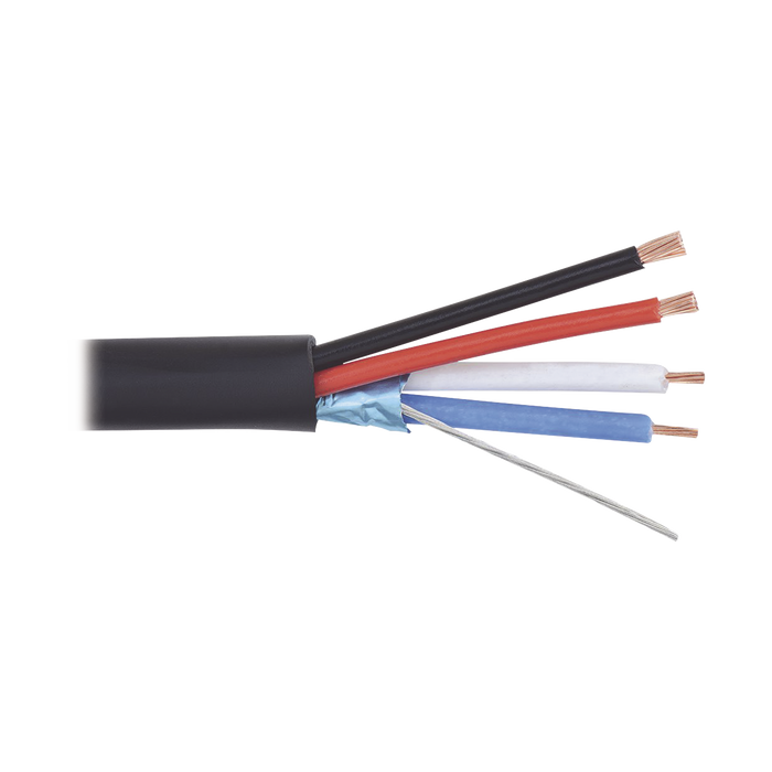 Cable multiconductor, 1 Par AWG22 (7x30) totalmente blindado + 1 Par AWG18 (16x30) (Cresnet, AX link, QS lutron), (Anti-humedad)