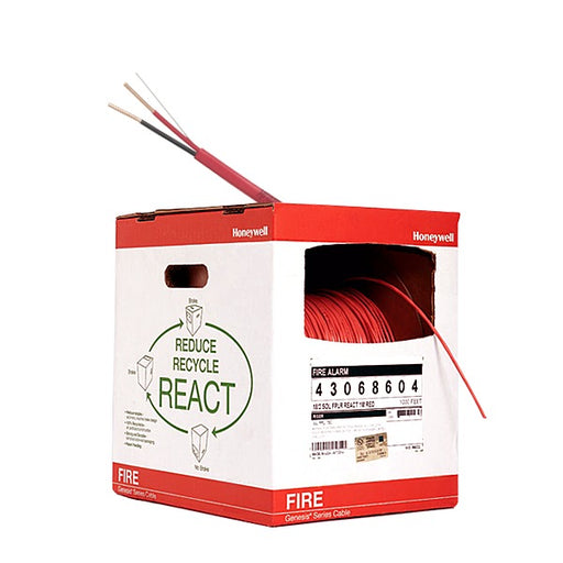 Bobina de 305 metros de alambre,18 AWG, 2 conductores, tipo FPL-CL2, de color rojo caja REACT ,para aplicaciones en sistemas de detección de incendio y sistemas de evacuación.