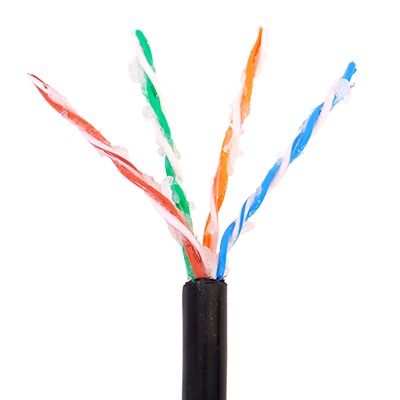 Bobina de 1000 ft ( 305 m ) Cat5e con gel para exterior, color Negro, para aplicaciones en sistemas de redes de datos y cableado estructurado.Uso intemperie.