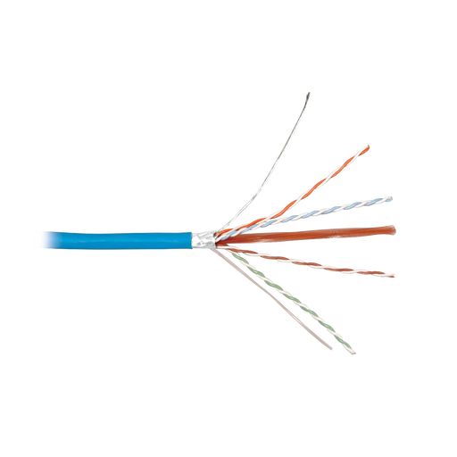 Bobina de Cable Blindado F/UTP de 4 Pares, ZMAX, Cat6A, Soporte de Aplicaciones 10GBase-T, CMR (Riser), Color Azul, 305m