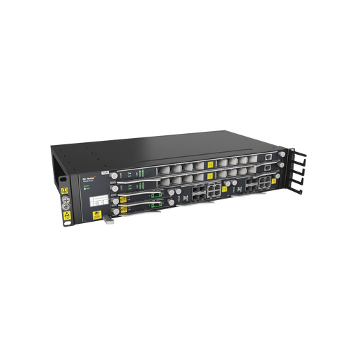 Mini OLT Carrier Class para Aplicaciones FTTx, Modular 2 Ranuras de Servicio, Hasta 32 Puertos PON, Con 4 Puertos Uplink Gigabit, 2UR