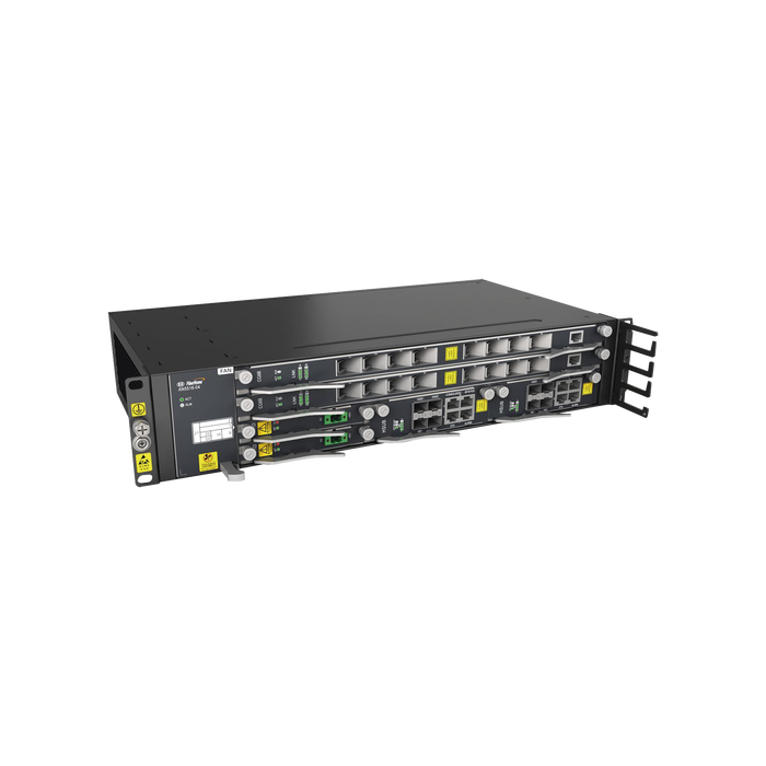 Mini OLT Carrier Class para Aplicaciones FTTx, Modular 2 Ranuras de Servicio, Hasta 32 Puertos PON, Con 4 Puertos Uplink Gigabit, 2UR