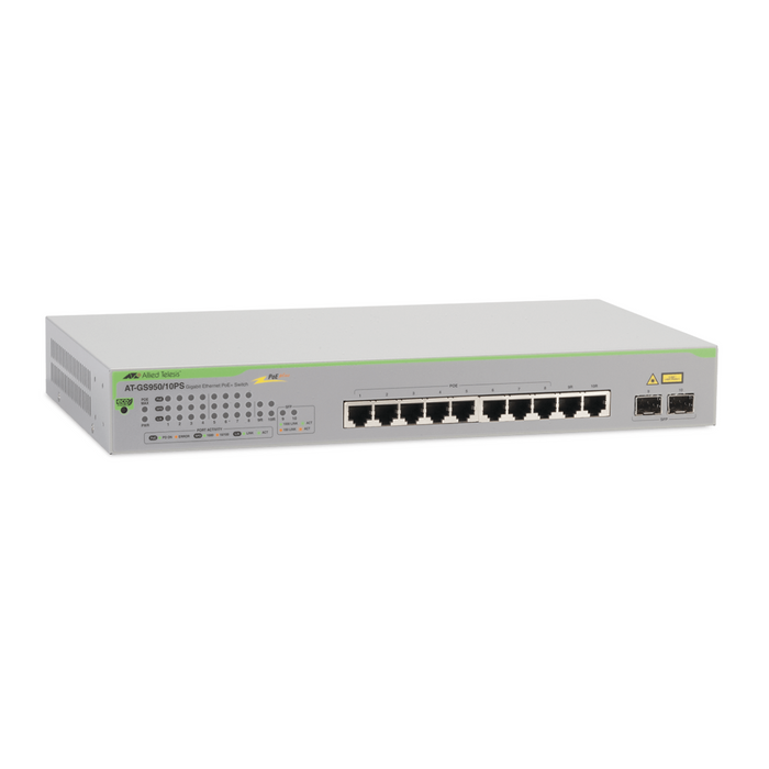 Switch PoE+ Gigabit WebSmart de 10 puertos 10/100/1000 Mbps (2 x Combo) + 2 puertos gigabit SFP (Combo), 75 W