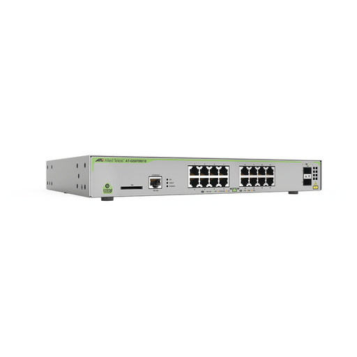 Switch Administrable CentreCOM GS970M, Capa 3 de 16 Puertos 10/100/1000 Mbps + 2 puertos SFP Gigabit