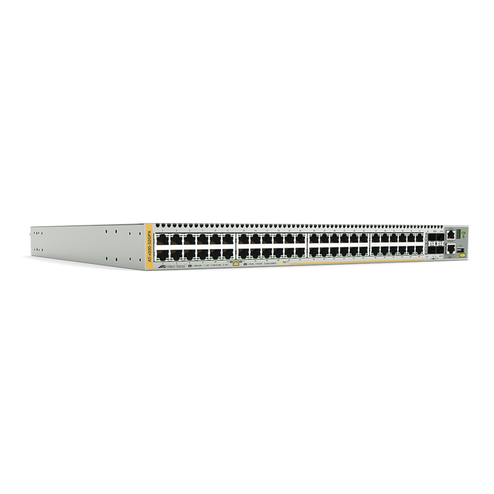 Switch PoE+ Stackeable Capa 3, 48 puertos 10/100/1000 Mbps + 4 puertos SFP+ 10 G y dos bahías hotswap PSU, Versión Federal