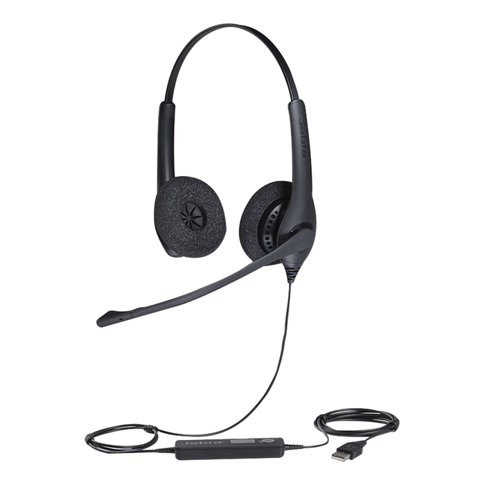 Jabra Biz 1500 Duo, auricular profesional con cancelación de ruido, ideal para contact center con conexión USB (1559-0159)