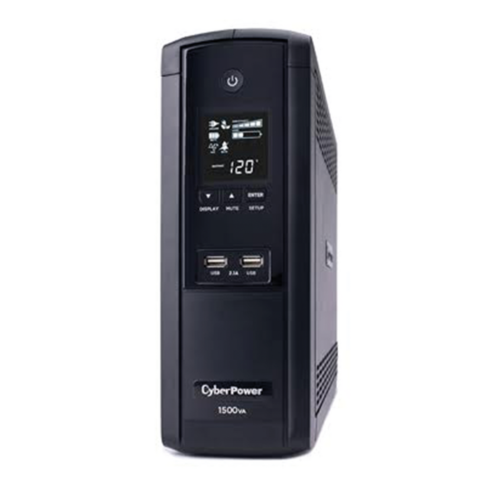 UPS Con 5 Años de Garantía de 1500VA / 900W Con Pantalla LCD Inteligente, Regulador de Voltaje AVR, 12 Conectores NEMA 5-15R y 2 Puertos USB 2.1A Para Carga de Celular