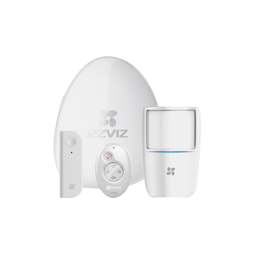 Kit de Alarma Inalambrico / Incluye: 1 Hub, 1 Sensor PIR, 1 Detector de movimiento con acelerómetro y 1 Control Remoto / Monitoreo por aplicación móvil EZVIZ