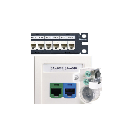 Casete de etiquetas adhesivas, para Patch Panel, Face Plate o Cajas Superficiales, identificación para 4 puertos, 125 etiquetas