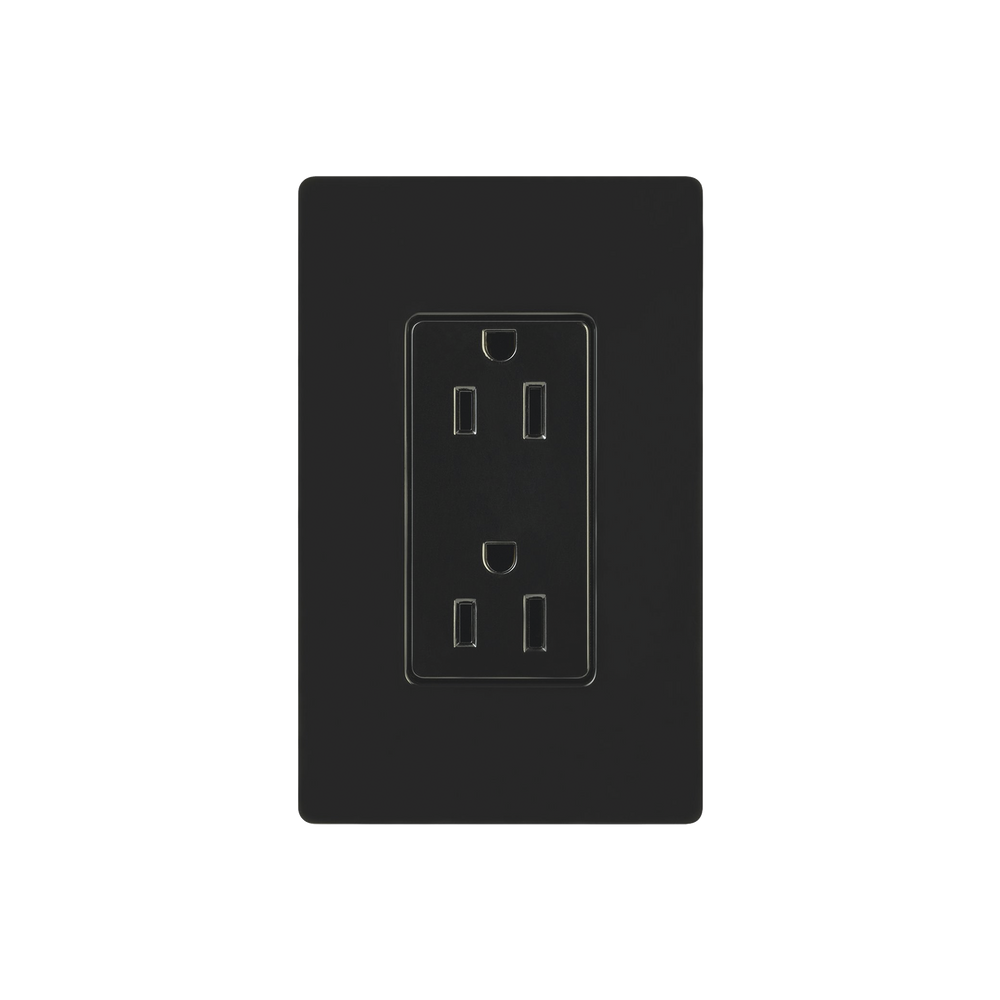 Tomacorriente, receptaculo convencional 120V, 15A, color negro.
