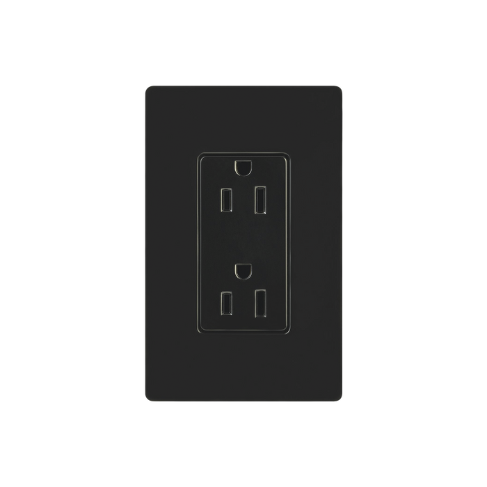 Tomacorriente, receptaculo convencional 120V, 15A, color negro.