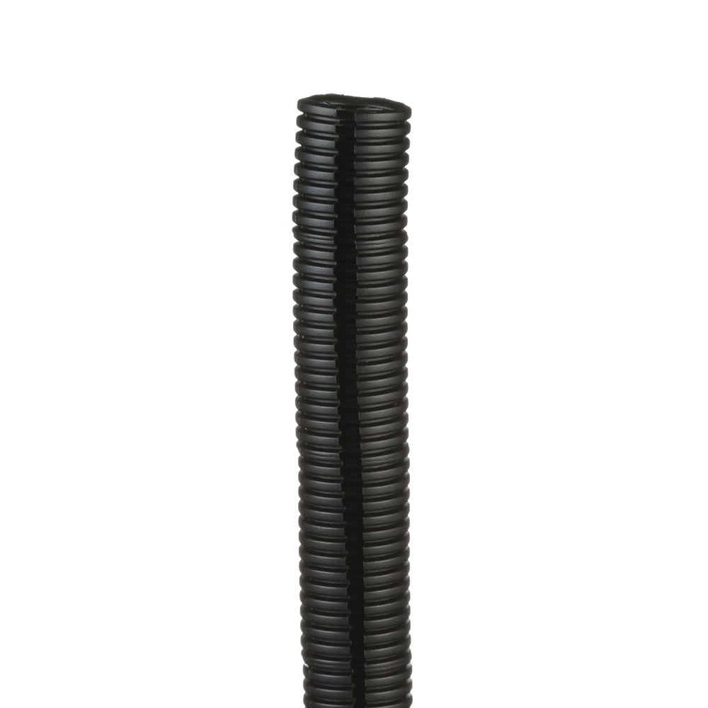 Tubo Corrugado Abierto para Protección de Cables, 1 1/4 (1.25in) de Diámetro, 15.2 m de Largo, Color Negro