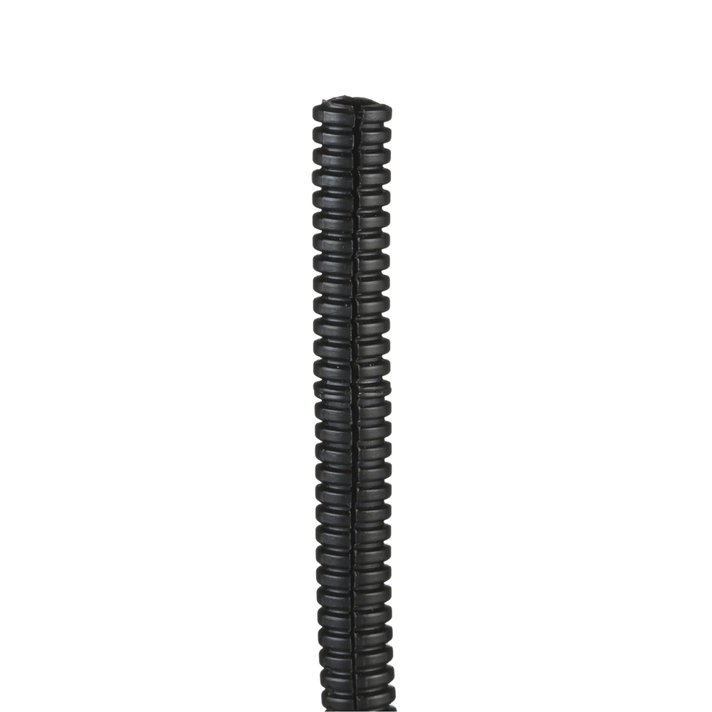 Tubo Corrugado Abierto para Protección de Cables, 1/2 (0.25in) de Diámetro, 30.5 m de Largo, Color Negro