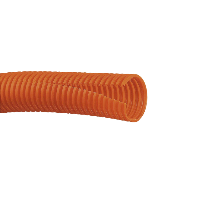 Tubo Corrugado Abierto para Protección de Cables, 1/2 (0.50in) de Diámetro, 30.5 m de Largo, Color Naranja