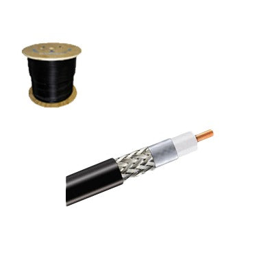 Cable coaxial 90% de blindaje, certificación RoHS, conductor de cobre revestido de aluminio, 50 Ohms, Carrete de 305 m