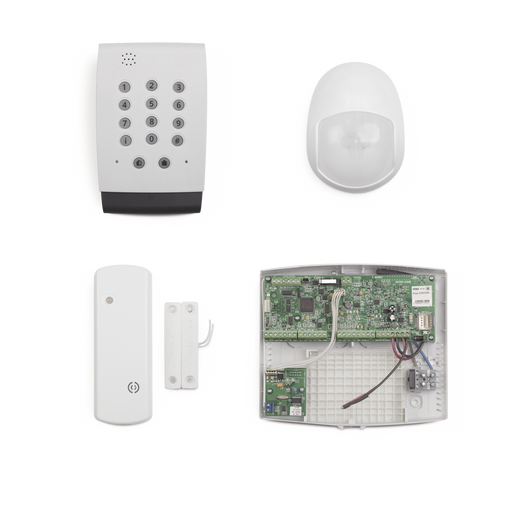 PANEL DE ALARMA HIBRIDO CON TECLADO, PIR Y CONTACTO MAGNETICO INALAMBRICOS