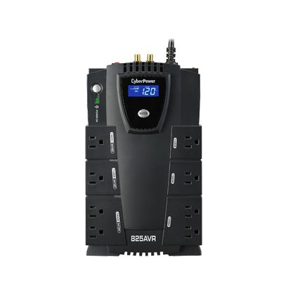 UPS de 825VA, Pantalla LCD inteligente, regulador de voltaje (AVR), 8 contactos, compacto, Tel/Red/Coax, No-Break con regulador, 3años