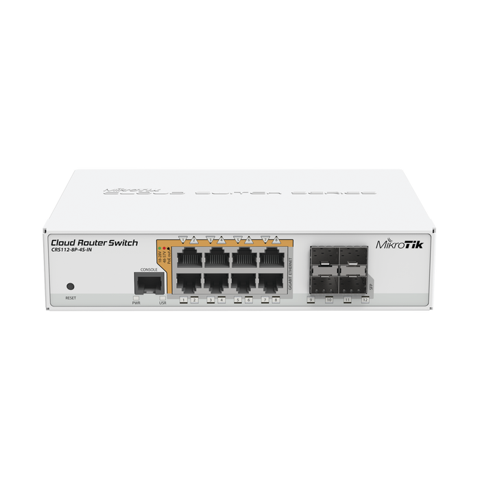 Cloud Router Switch Administrable L3, 8 puertos 10/100/1000 Mbps c/PoE Pasivo ó 802.3af/at, 4 Puertos SFP