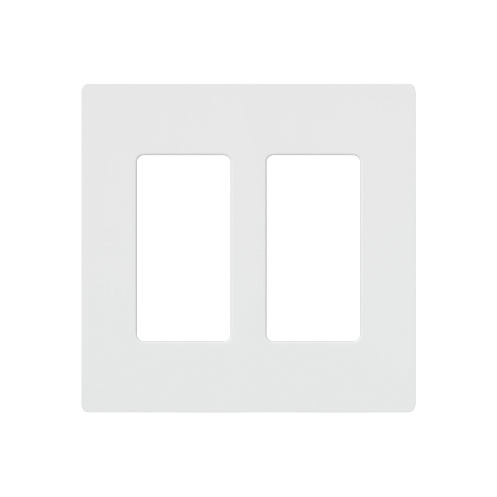 Placa de pared 2 espacios color blanco, para atenuador (dimmer), switch ó control remoto PICO inalámbrico.