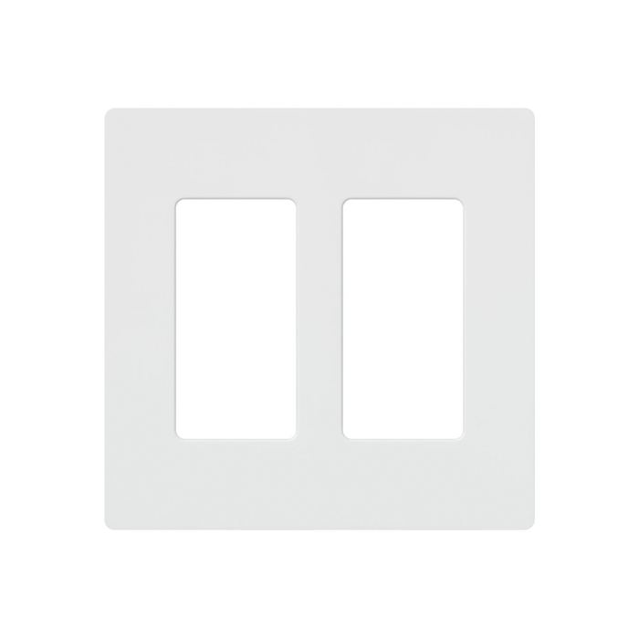 Placa de pared 2 espacios color blanco, para atenuador (dimmer), switch ó control remoto PICO inalámbrico.