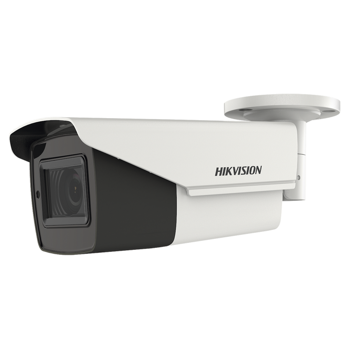 Bullet TURBOHD 4K (8 Megapixeles) / Lente Mot. 2.7 a 13.5 mm / IR EXIR Inteligente 80 mts / Exterior IP67 / Soporta 12 VCD & 24 VCA / dWDR