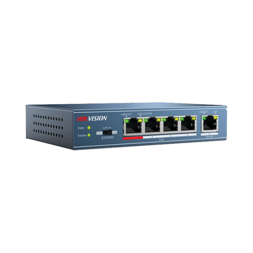 Switch PoE / 250 Metros PoE LARGA DISTANCIA / 4 Puertos 802.3at (30 W) 10/100 Mbps + 1 Puerto Uplink (10 / 100 Mbps)