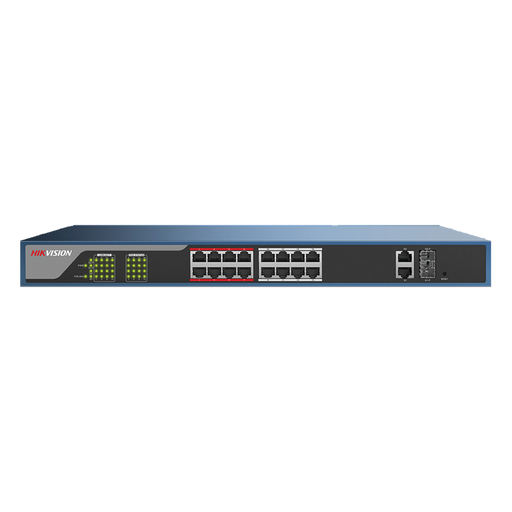 Switch PoE 250 Metros LARGA DISTANCIA / Administrable de acceso/ configuración vía WEB / 16 puertos 802.3at (30W) 10/100 Mbps + 2 puertos Gigabit + 2 puertos SFP