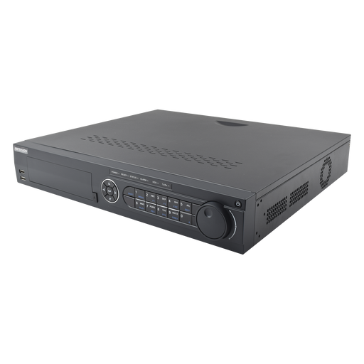 DVR 4 Megapixel / 24 Canales TURBOHD + 16 Canales IP / 4 Bahías de Disco Duro / 4 Canales de Audio / Videoanalisis / 16 Entradas de Alarma