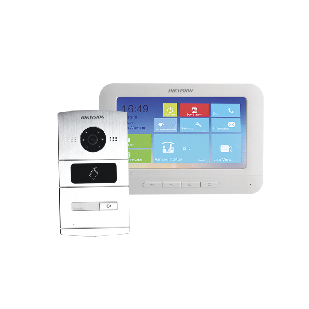 Kit de Videoportero IP / 1.3 Megapixel / Monitor Touch / Compatible con APP Hik-connect para recepción de llamada / Lector de Tarjetas (MIFARE)