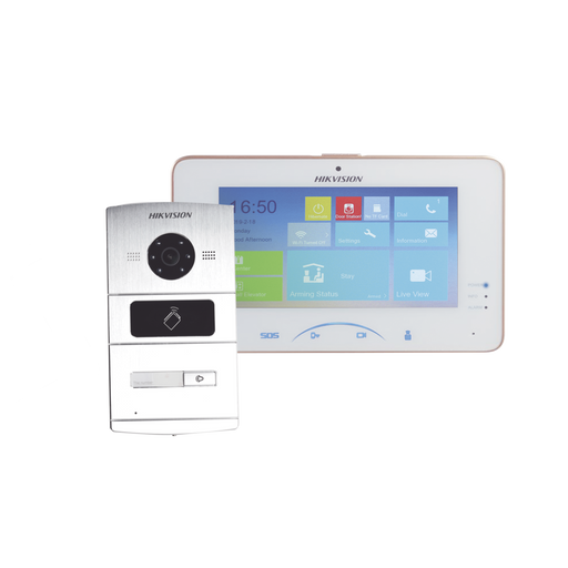 Kit de Videoportero IP / 1.3 Megapixel / Monitor Touch / Lector de Tarjetas (MIFARE) / Comunicación con app Hik-Connect / Incluye Memoria SD 16GB / 2 Eliminadores