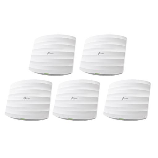 KIT de 5 Puntos de Acceso Omada, 802.11 b/g/n (2.4 GHz), hasta 300 Mbps, alimentación PoE pasivo, para montaje en techo, soporta hasta 50 clientes.