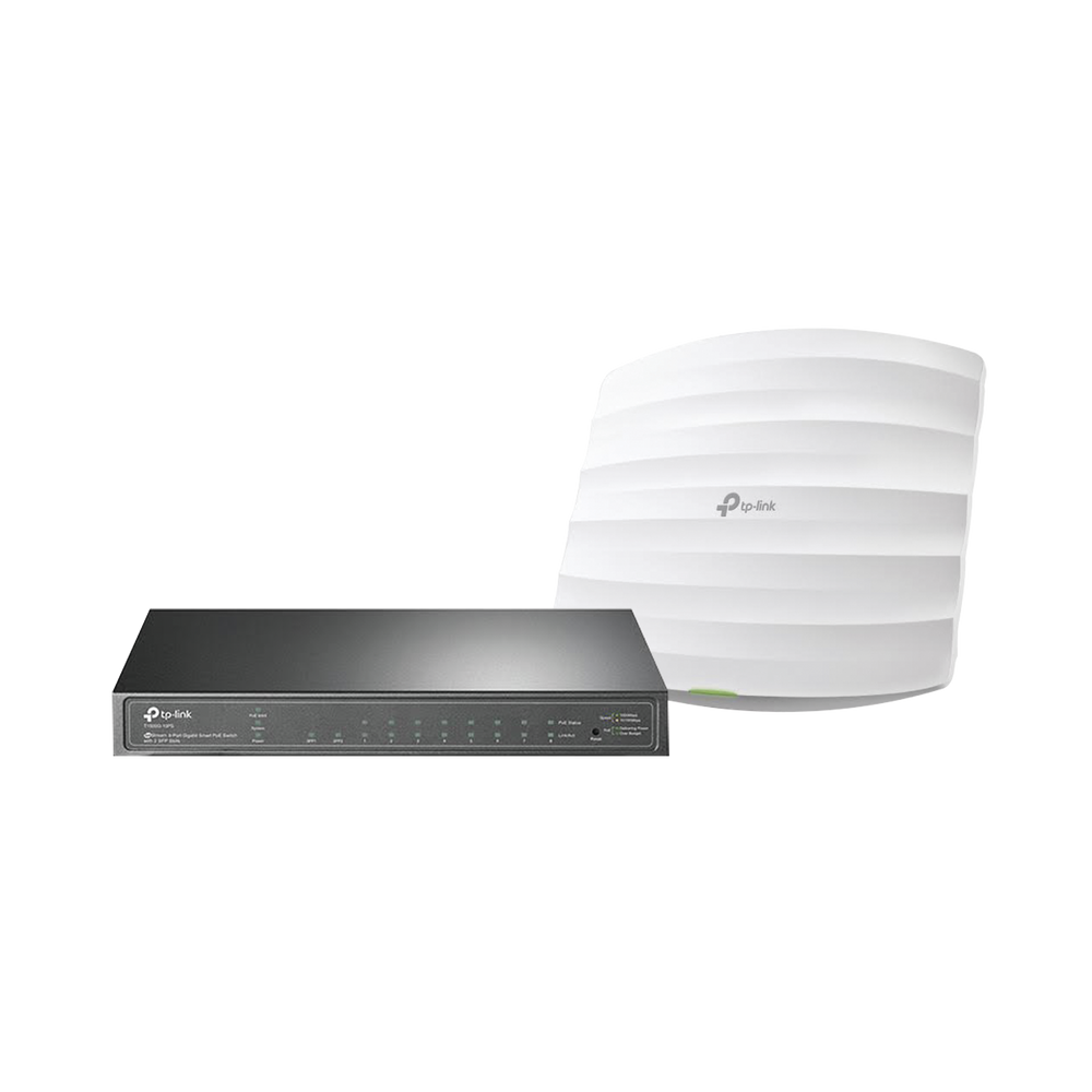 Kit de access point EAP225 y switch PoE T1500G-10PS, doble banda AC, hasta 1317 Mbps, 1 puerto Gigabit