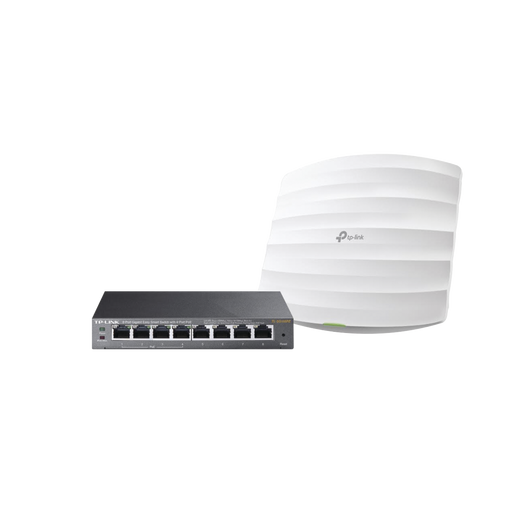 Kit de access point EAP225 y switch PoE TL-SG108PE, doble banda AC, hasta 1317 Mbps, 1 puerto Gigabit