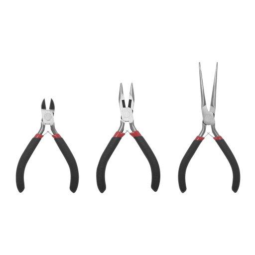 Juego de 3 Pinzas de Corte Mini de 5” Incluye: Pinza de Punta Redonda, Diagonal y Punta de Aguja.