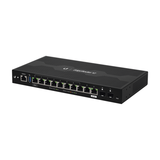 EdgeRouter 12, con 10 puertos 10/100/1000 Mbps + 2 puertos SFP, con funciones avanzadas de ruteo