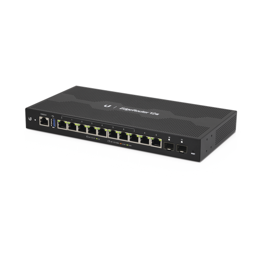 EdgeRouter 12 PoE pasivo 24 V, con 10 puertos 10/100/1000 Mbps + 2 puertos SFP, con funciones avanzadas de ruteo