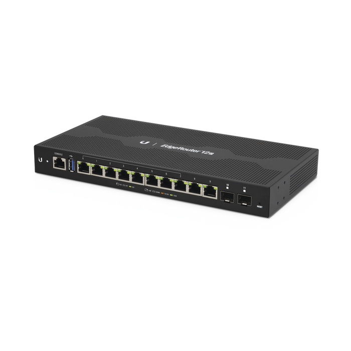 EdgeRouter 12 PoE pasivo 24 V, con 10 puertos 10/100/1000 Mbps + 2 puertos SFP, con funciones avanzadas de ruteo