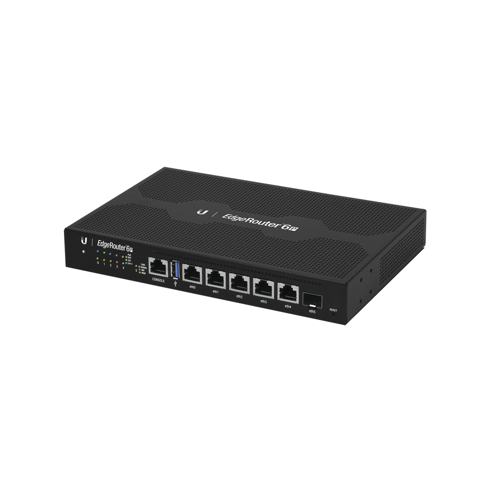 EdgeRouter 6 PoE pasivo 24 V, con 5 puertos 10/100/1000 Mbps + 1 puerto SFP, con funciones avanzadas de ruteo