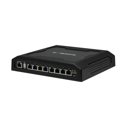 EdgeSwitch 8XP Administrable de 8 Puertos Gigabit PoE PRO de 24 V Pasivo y 48 V Pasivo, con funciones avanzadas de Capa 2