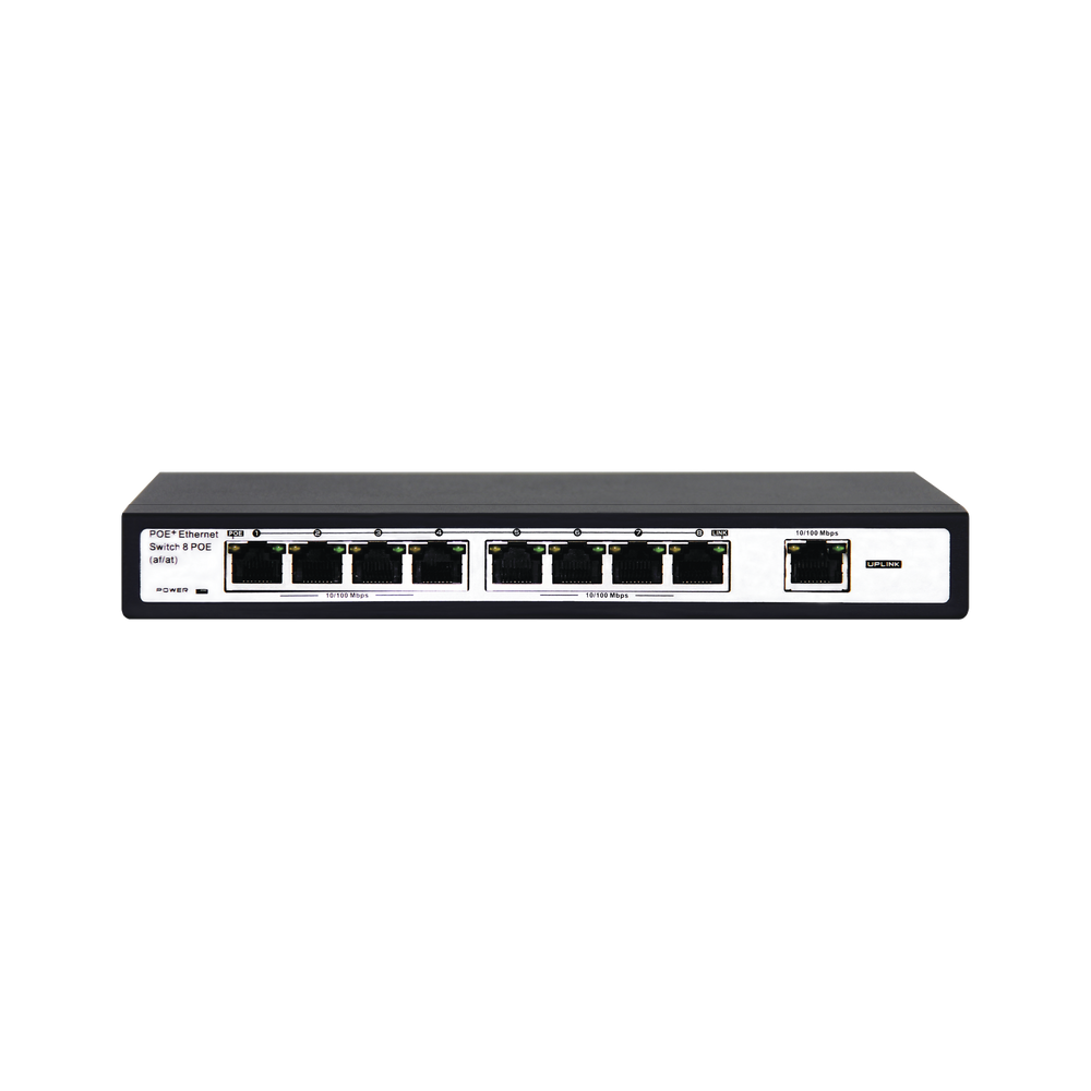 Switch PoE / 250 Metros PoE LARGA DISTANCIA / 8 puertos 802.3af/at ( 132.5 W ) 10/100Mbps + 1 puerto Uplink