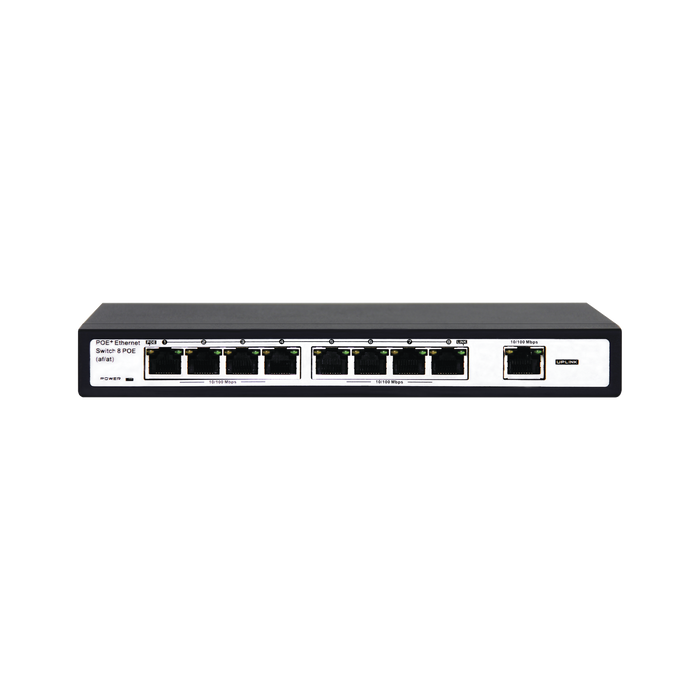 Switch PoE / 250 Metros PoE LARGA DISTANCIA / 8 puertos 802.3af/at ( 132.5 W ) 10/100Mbps + 1 puerto Uplink