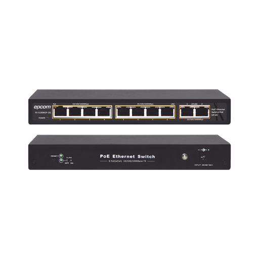 Switch PoE / 250 Metros PoE LARGA DISTANCIA / 8 puertos 802.3af/at ( 132.5 W ) 10/100/1000Mbps + 2 puertos Uplink