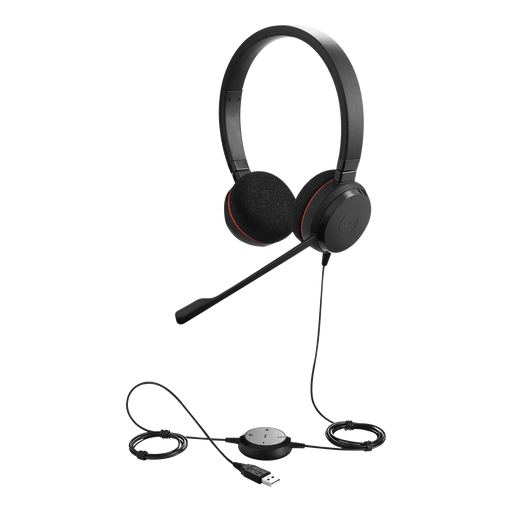 Jabra Evolve 20 DUO con conexión USB, micrófono con cancelación de ruido de ultima generación, configuración Plug and Play (4999-829-209)