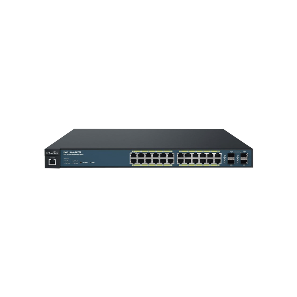 Switch PoE Administrable de 24 Puertos Gigabit, 4 Puertos SFP, Soporta Hasta 410 W con Opción de Controlador para Serie Neutron y Enturbo.