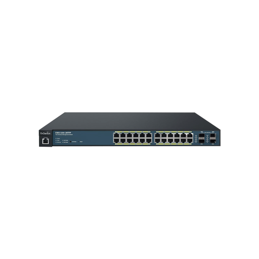 Switch PoE Administrable de 24 Puertos Gigabit, 4 Puertos SFP, Soporta Hasta 410 W con Opción de Controlador para Serie Neutron y Enturbo.