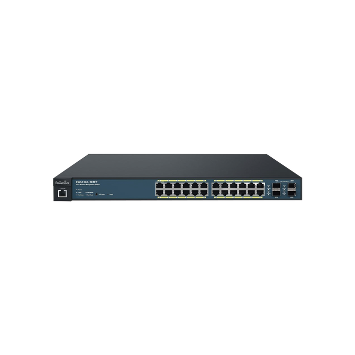 Switch PoE Administrable de 24 Puertos Gigabit, 4 Puertos SFP, Soporta Hasta 410 W con Opción de Controlador para Serie Neutron y Enturbo.