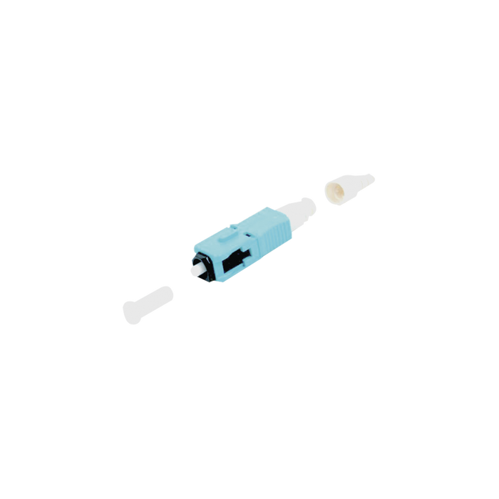 Conector de Fibra Óptica pre-pulido LightBow SC Simplex, multimodo 50/125 (OM3/OM4), re-terminable, color Aqua