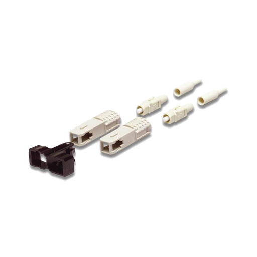 Conector de Fibra Óptica SC Duplex, Epoxico, Fibra Recubierta, Multimodo, Botas Color Negro y Beige